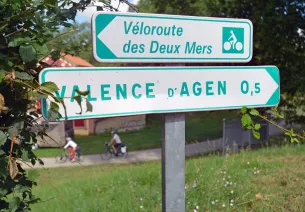 La signalétique de l'itinéraire à Valence-d'Agen